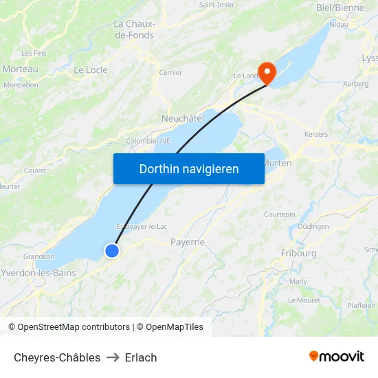Cheyres-Châbles to Erlach map