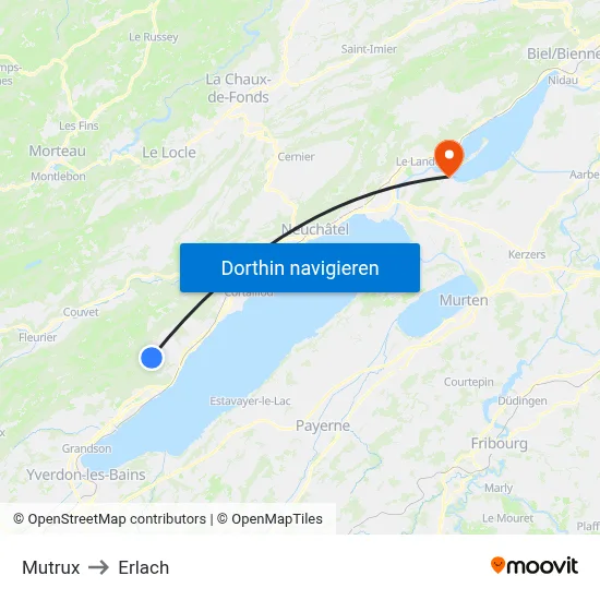 Mutrux to Erlach map