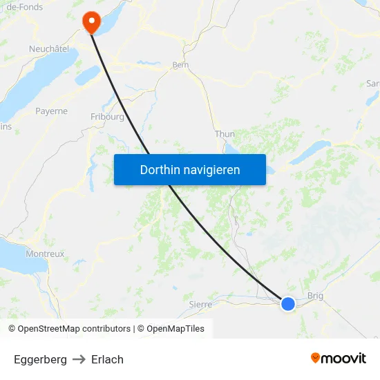 Eggerberg to Erlach map