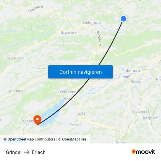 Grindel to Erlach map