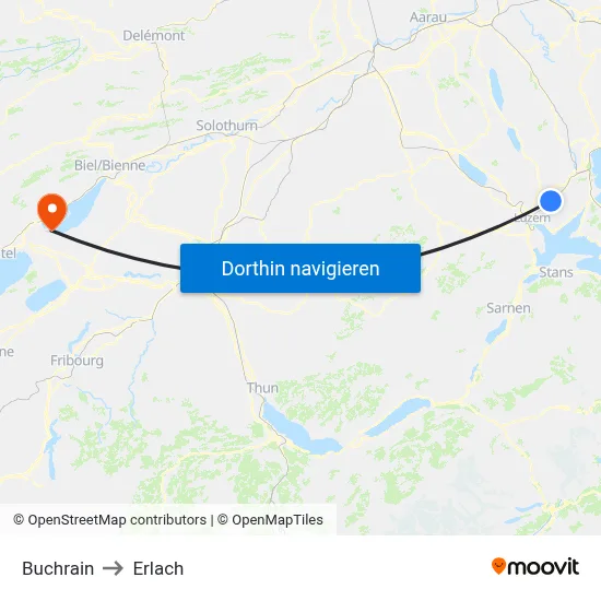 Buchrain to Erlach map