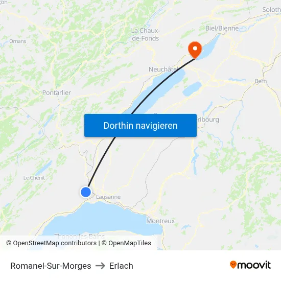 Romanel-Sur-Morges to Erlach map