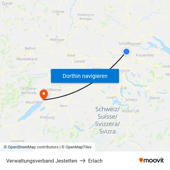 Verwaltungsverband Jestetten to Erlach map