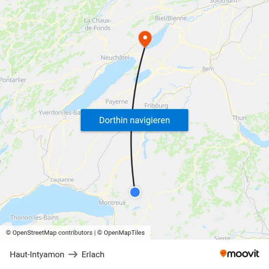 Haut-Intyamon to Erlach map