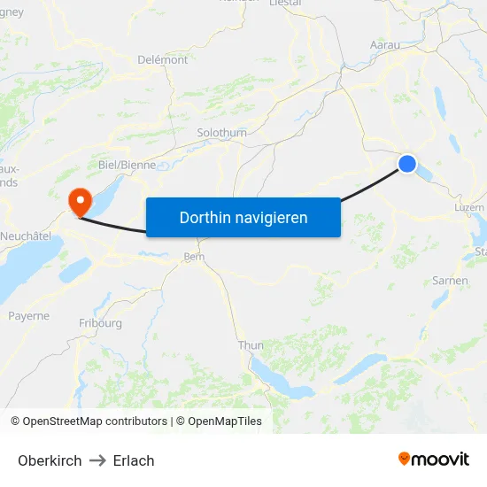 Oberkirch to Erlach map