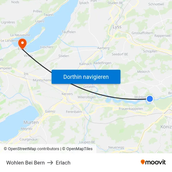 Wohlen Bei Bern to Erlach map
