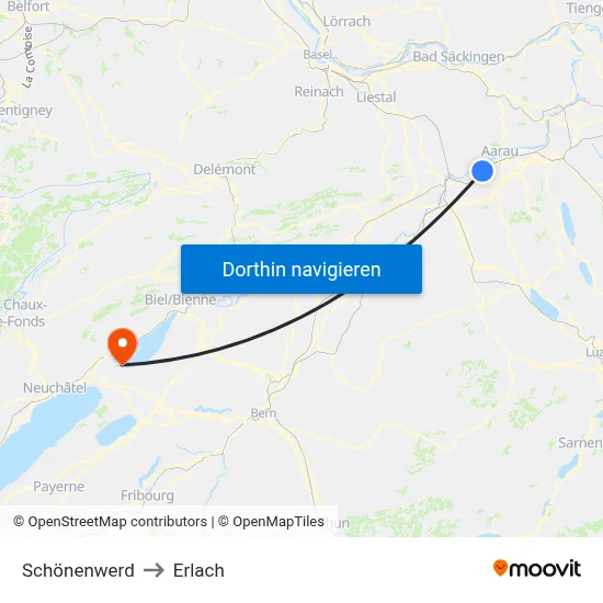Schönenwerd to Erlach map