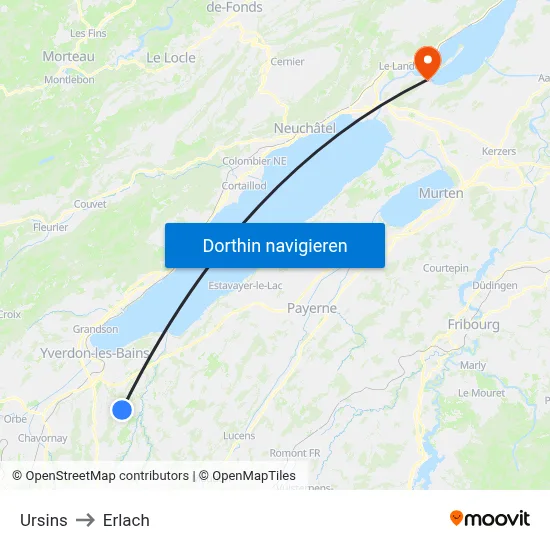 Ursins to Erlach map