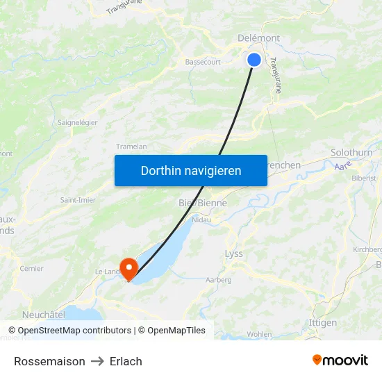 Rossemaison to Erlach map