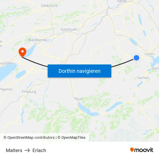 Malters to Erlach map