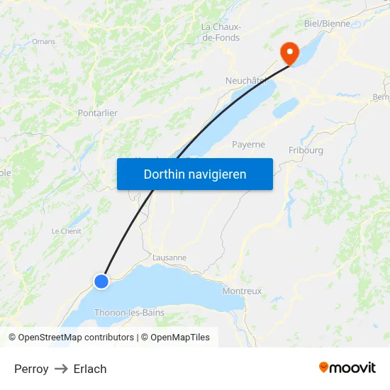 Perroy to Erlach map