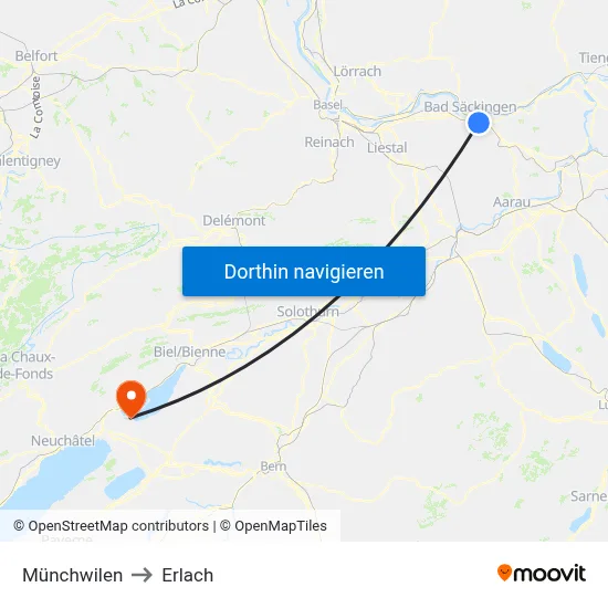 Münchwilen to Erlach map