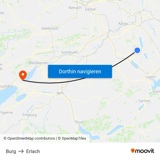 Burg to Erlach map
