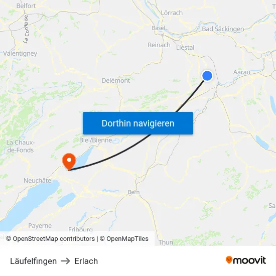 Läufelfingen to Erlach map