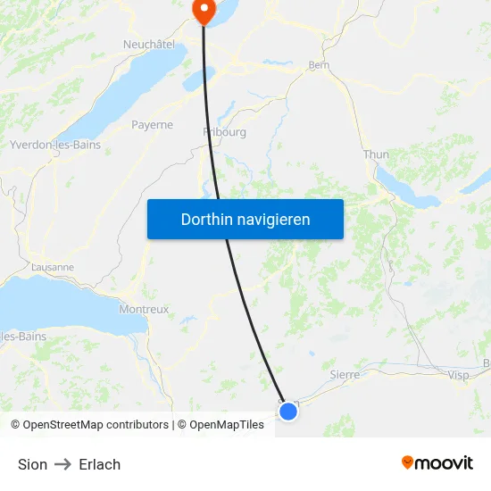 Sion to Erlach map