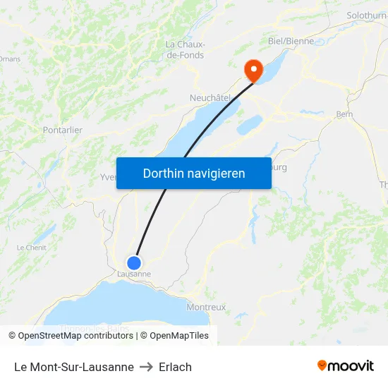 Le Mont-Sur-Lausanne to Erlach map