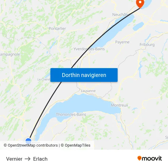 Vernier to Erlach map