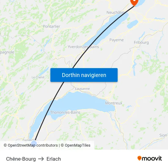 Chêne-Bourg to Erlach map