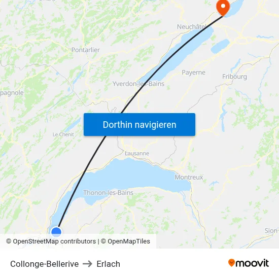 Collonge-Bellerive to Erlach map