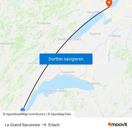 Le Grand-Saconnex to Erlach map