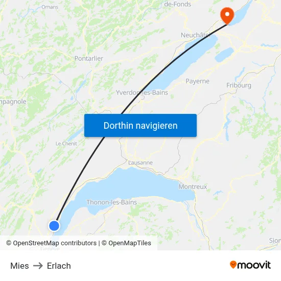 Mies to Erlach map