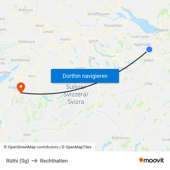 Rüthi (Sg) to Rechthalten map
