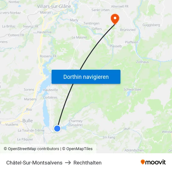 Châtel-Sur-Montsalvens to Rechthalten map
