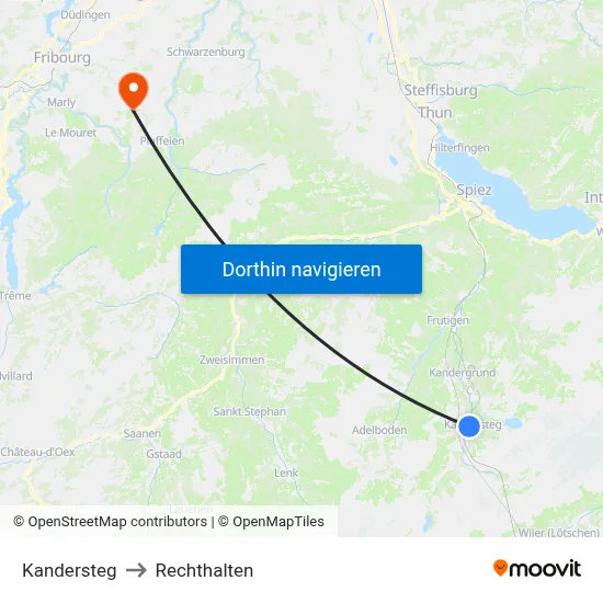 Kandersteg to Rechthalten map