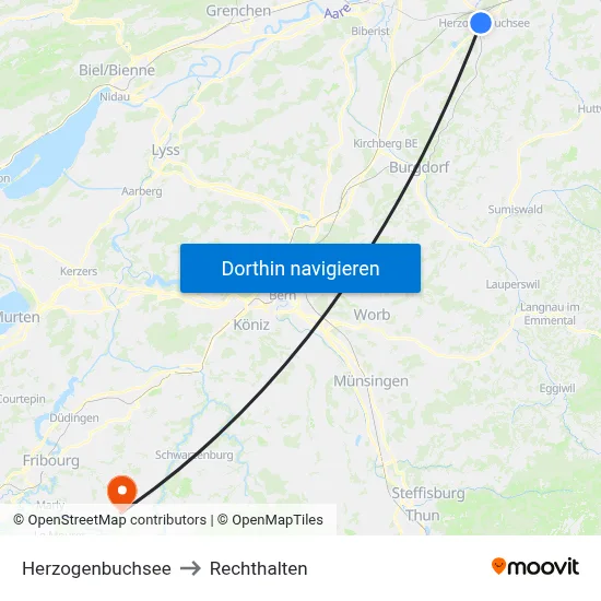 Herzogenbuchsee to Rechthalten map