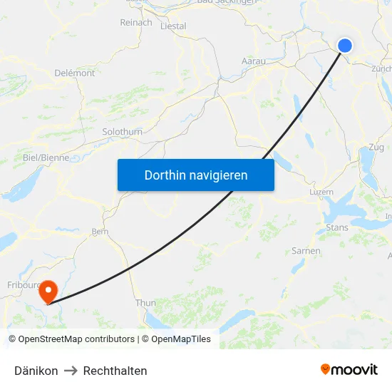 Dänikon to Rechthalten map