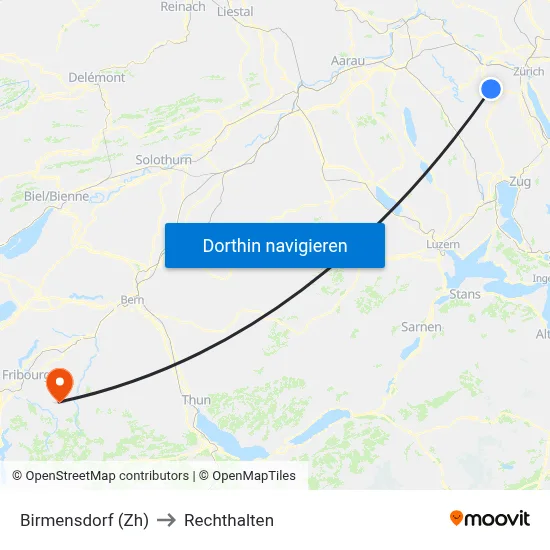 Birmensdorf (Zh) to Rechthalten map