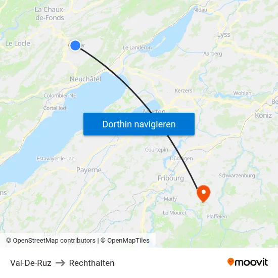 Val-De-Ruz to Rechthalten map