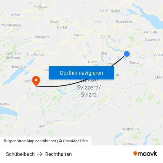 Schübelbach to Rechthalten map