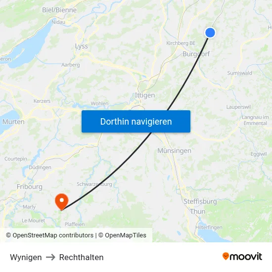 Wynigen to Rechthalten map