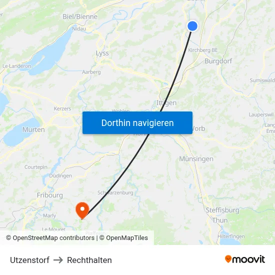 Utzenstorf to Rechthalten map
