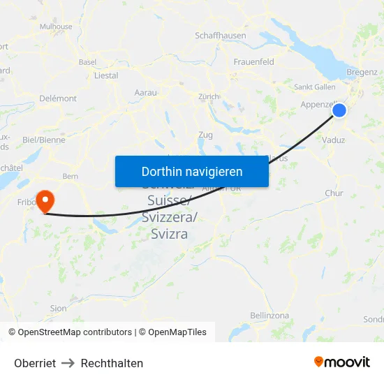 Oberriet to Rechthalten map