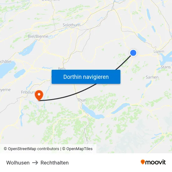 Wolhusen to Rechthalten map