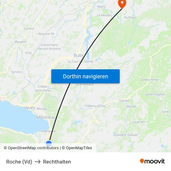 Roche (Vd) to Rechthalten map