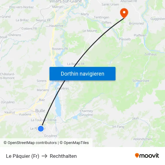 Le Pâquier (Fr) to Rechthalten map