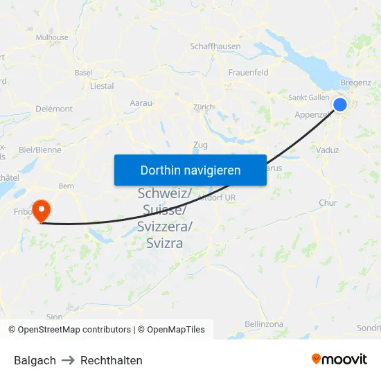 Balgach to Rechthalten map