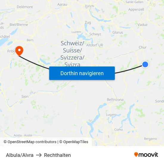 Albula/Alvra to Rechthalten map