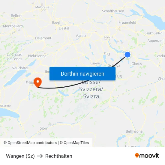 Wangen (Sz) to Rechthalten map