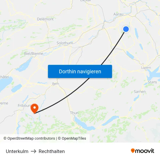 Unterkulm to Rechthalten map