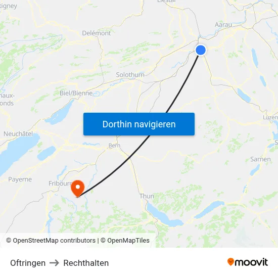 Oftringen to Rechthalten map