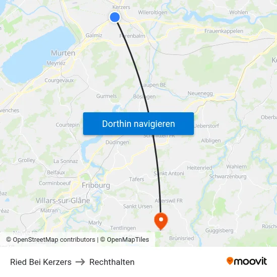 Ried Bei Kerzers to Rechthalten map