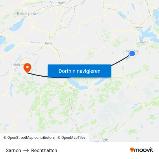 Sarnen to Rechthalten map