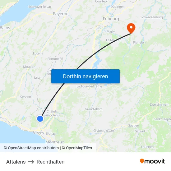 Attalens to Rechthalten map