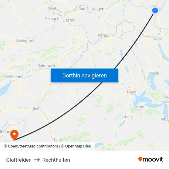 Glattfelden to Rechthalten map