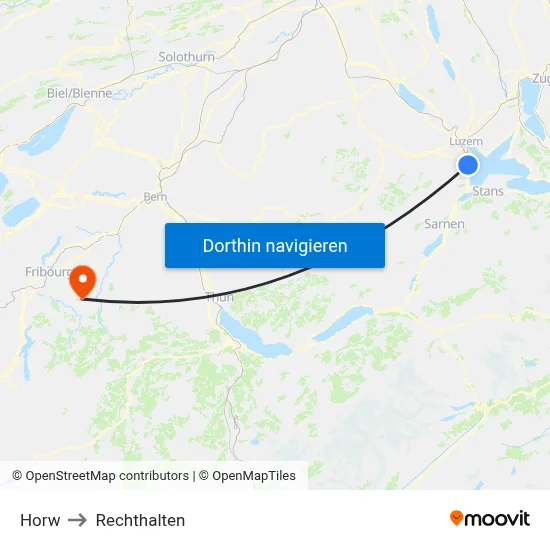 Horw to Rechthalten map