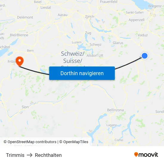Trimmis to Rechthalten map